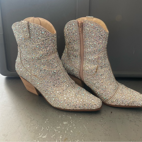 Betsy Johnson Rhinestone Boots - size 10 - worn once - Picture 3 of 9